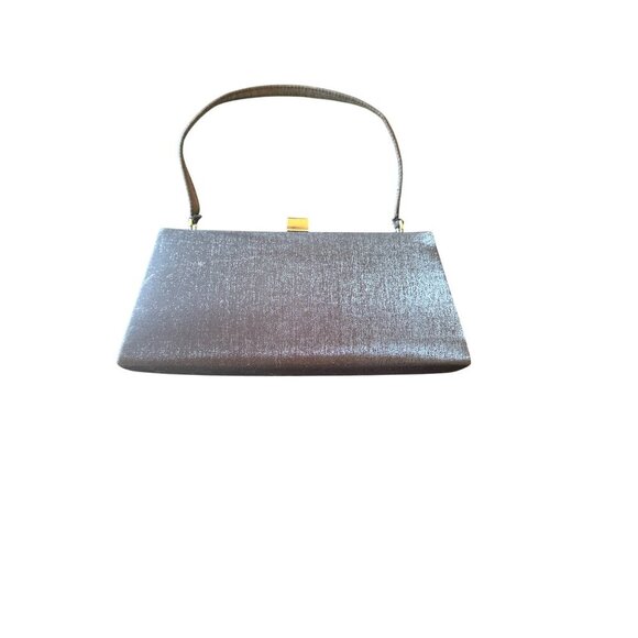 La Regale Womens Black Satin Evening Bag With Structured Handle & Snap Closure - Picture 1 of 4
